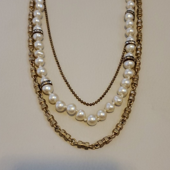 J. Crew Layered Gold and Pearl Necklace - Picture 2 of 3